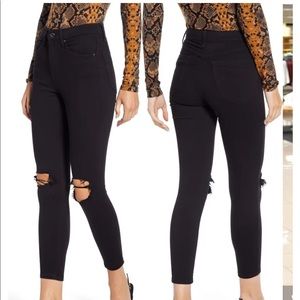 Topshop Jamie High Waist Black Ripped Skinny Jeans